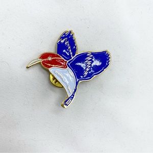 Vintage Hummingbird Red White Blue Enamel Bird Pin